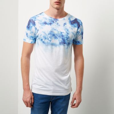 White and blue tie dye T-shirt